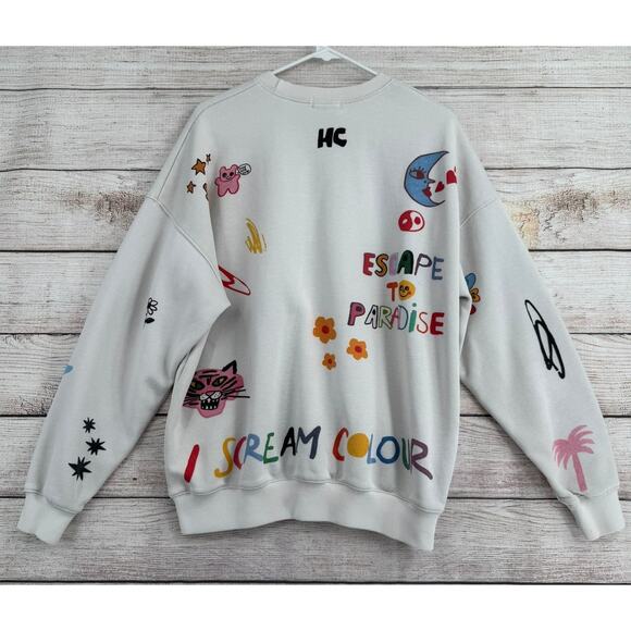 Mayfair Group Somebody Loves You AOP Crewneck Sweatshirt One Size Petite White - Picture 2 of 13